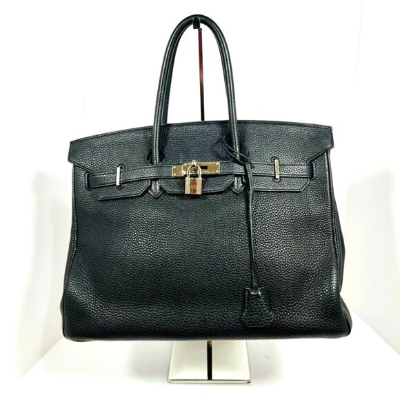 Authentic Hermes Birkin 35 Black Togo Leather Handbag With Palladium Hardware - Picture 1 of 16